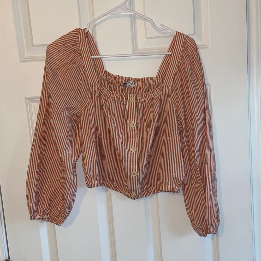 Madewell Rust Striped Blouse